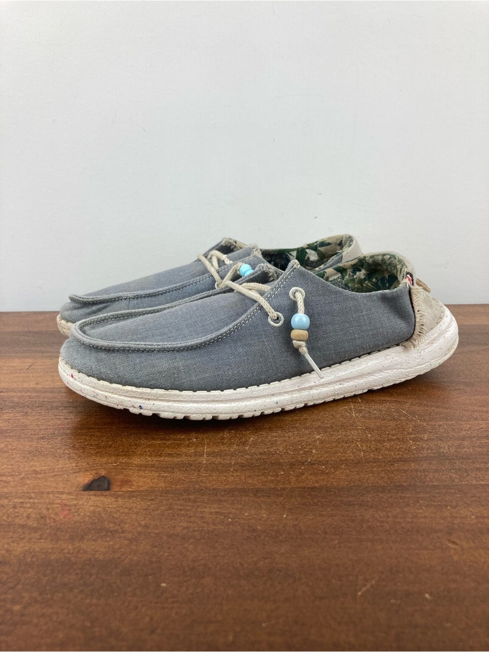 Hey Dude Wendy Fringe Indigo Slip On Casual Loafer Shoes Women's Size 7.
